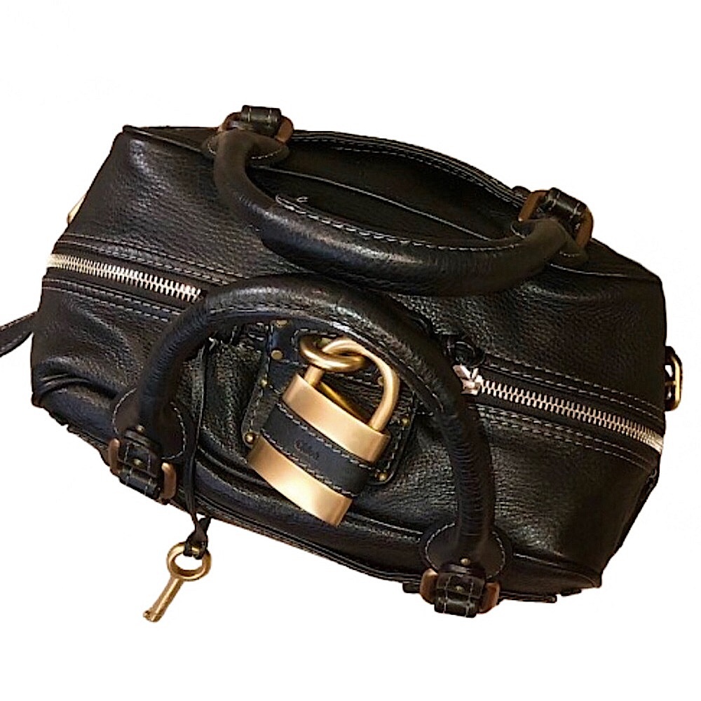 SOLD CHLOE Paddington Black Leather Padlock Bag with Lock and Key COA Dust Bag - Picture 1 of 17